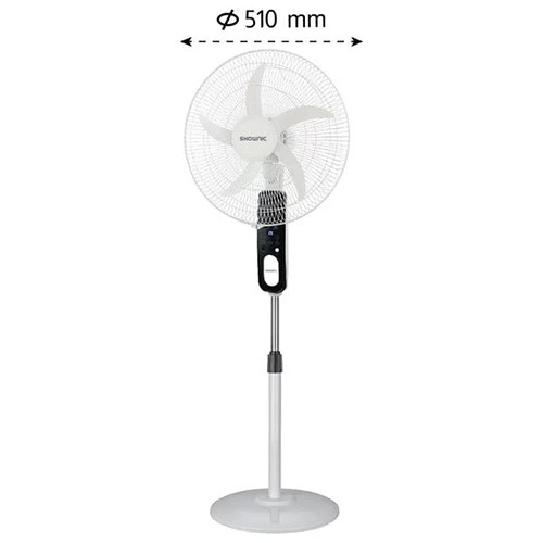 Shownic 18-Inch Rechargeable Stand Fan EFR-18R65SW - 9 Adjustable Speed Settings - 12-Hour Battery Runtime - 100% Copper Motor - Black / White (VEN000005-EFR-18R65SW) - image 4 Shownic 18-Inch Rechargeable Stand Fan EFR-18R65SW - 9 Adjustable Speed Settings - 12-Hour Battery Runtime - 100% Copper Motor - Black / White (VEN000005-EFR-18R65SW) - image 4