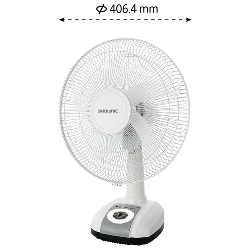 Shownic 16 inch Rechargeable Table Fan FE-D16CRW - 100% Copper Motor - Long-Lasting Battery - 9 Adjustable Speed Settings - 5 Blade Design & 180° Rotation - Solar and USB Charging - White (VEN000005-FE-D16CRW) - image 3 Shownic 16 inch Rechargeable Table Fan FE-D16CRW - 100% Copper Motor - Long-Lasting Battery - 9 Adjustable Speed Settings - 5 Blade Design & 180° Rotation - Solar and USB Charging - White (VEN000005-FE-D16CRW) - image 3