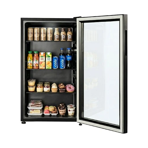 Shownic Single Door Glass Display Showcase Refrigerator RL-130MB - Double-Layer Insulated Glass Door - Direct Cooling System - Mechanical Temperature Control - Stylish Blue LED Lighting - Black (VEN000005-RL-130MB) - image 3 Shownic Single Door Glass Display Showcase Refrigerator RL-130MB - Double-Layer Insulated Glass Door - Direct Cooling System - Mechanical Temperature Control - Stylish Blue LED Lighting - Black (VEN000005-RL-130MB) - image 3