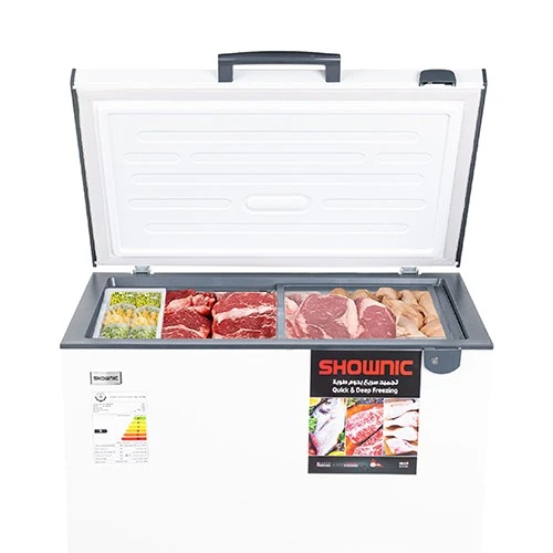 Shownic Chest Freezer FC-390AW - 10 ft. Capacity - Fast Direct Cooling - Inner Sliding Glass Doors - External Condenser Grid - Tropical Compressor - White (VEN000005-FC-390AW) - image 2