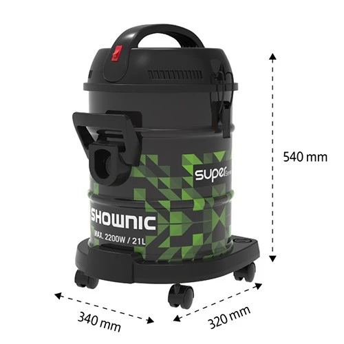 Shownic Drum Vacuum Cleaner VB-21M22RCB - 2200W Power - 21 Liters Metal Drum - Multi Filtration System - Motor Protection System - Blower Function - Black / Green (VEN000005-VB-21M22RCB) - image 4 Shownic Drum Vacuum Cleaner VB-21M22RCB - 2200W Power - 21 Liters Metal Drum - Multi Filtration System - Motor Protection System - Blower Function - Black / Green (VEN000005-VB-21M22RCB) - image 4