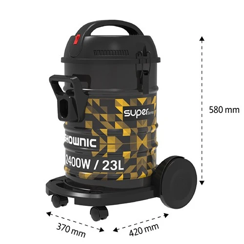 Shownic Drum Vacuum Cleaner VB-23M24RCB - 2400W Maximum Power - 23 Liters Metal Drum - Multi-Filtration System - Integrated Blower Function - Motor Protection System - Black / Yellow (VEN000005-VB-23M24RCB) - image 4 Shownic Drum Vacuum Cleaner VB-23M24RCB - 2400W Maximum Power - 23 Liters Metal Drum - Multi-Filtration System - Integrated Blower Function - Motor Protection System - Black / Yellow (VEN000005-VB-23M24RCB) - image 4
