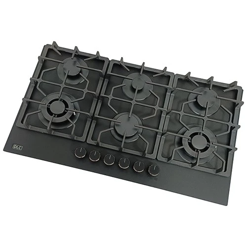 طباخ غاز مدمج من دي إل سي D-906GM-1000 - نظام أمان - 6 شعلات - إشعال تلقائي - فوهات ساباف - شعلتان توربو - أسود (VEN000009-D-906GM-1000) - image 2
