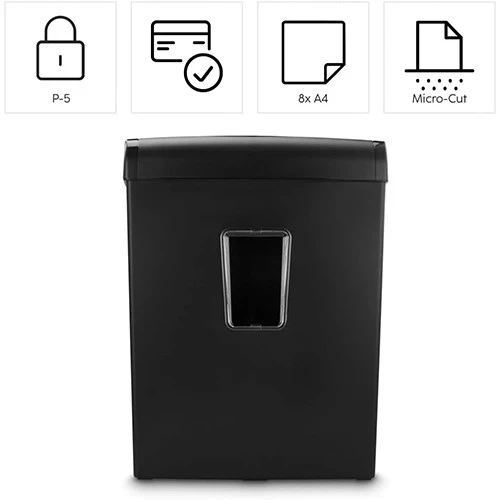 Hama Prime M80 Document Shredder 73050589 - Shredder with Security Level P5 T5 E4 - Micro Cut Technology - 20 Liter Bin - Shreds Up to 8 Standard Sheet - Black (4047443552556) - image 5