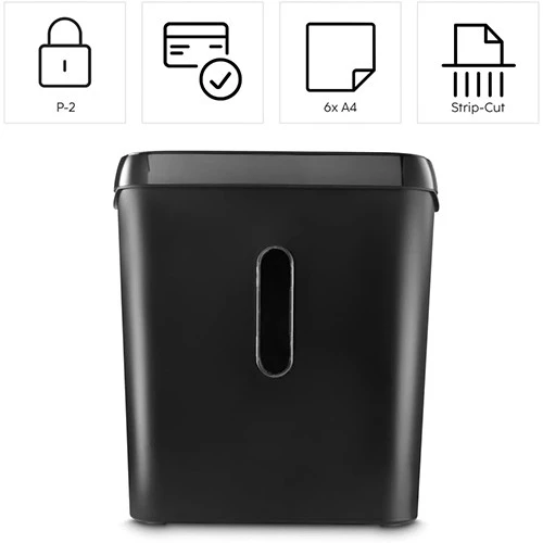 Hama Classic S61 Document Shredder 73050581 - Shredder with Security Level P2 T2 E2 - Strip Cut - 8 Liter Basket - Black (4047443552532) - image 5