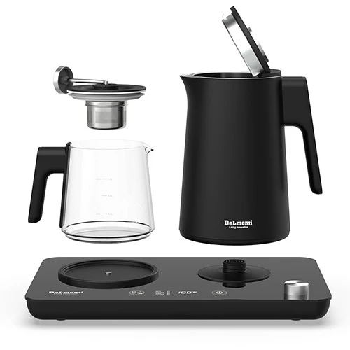 چایساز و کوڵێنەری دیجیتاڵی دێلمۆنتی DL430 - توانای بەرز 2200 وات - کتری ئاوى 2 لیتری و کتری چای شووشەیی 1.3 لیتری  - کۆنتڕۆڵکەری ستريكس - بەرگری لە کوڵان بێ ئاو - پێکهاتەی دوو دیواری - شاشەی زیرەکی LED - ڕەش (VEN000007-DL430) - image 3