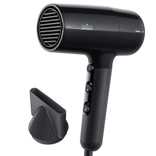 سشوار براون HD2.0-BRHD200SDE - محرك قوي بقدرة 2000 واط - 3 إعدادات لدرجة الحرارة وإعدادان للسرعة - فلتر خلفي قابل للإزالة - فوهة تركيز الهواء - أسود