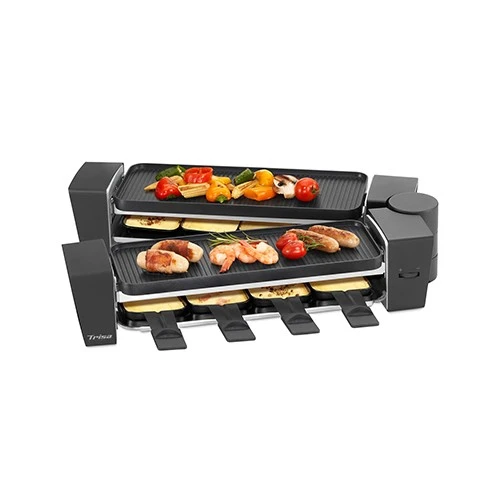 Trisa Raclette & Brunch Grill - 180° Swivel Opening - Dual Heating Control - Reversible Grill & Brunch Plates - 8 Non Stick Pans & Spatulas - 1500W High Power Output - Black (VEN000010-7640306322456) - image 4 Trisa Raclette & Brunch Grill - 180° Swivel Opening - Dual Heating Control - Reversible Grill & Brunch Plates - 8 Non Stick Pans & Spatulas - 1500W High Power Output - Black (VEN000010-7640306322456) - image 4