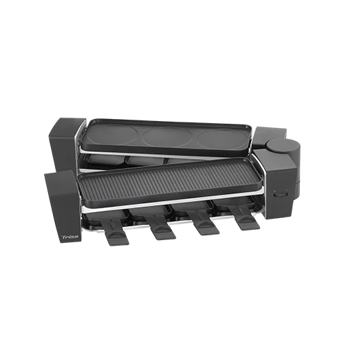 Trisa Raclette & Brunch Grill - 180° Swivel Opening - Dual Heating Control - Reversible Grill & Brunch Plates - 8 Non Stick Pans & Spatulas - 1500W High Power Output - Black (VEN000010-7640306322456) - image 1 Trisa Raclette & Brunch Grill - 180° Swivel Opening - Dual Heating Control - Reversible Grill & Brunch Plates - 8 Non Stick Pans & Spatulas - 1500W High Power Output - Black (VEN000010-7640306322456) - image 1