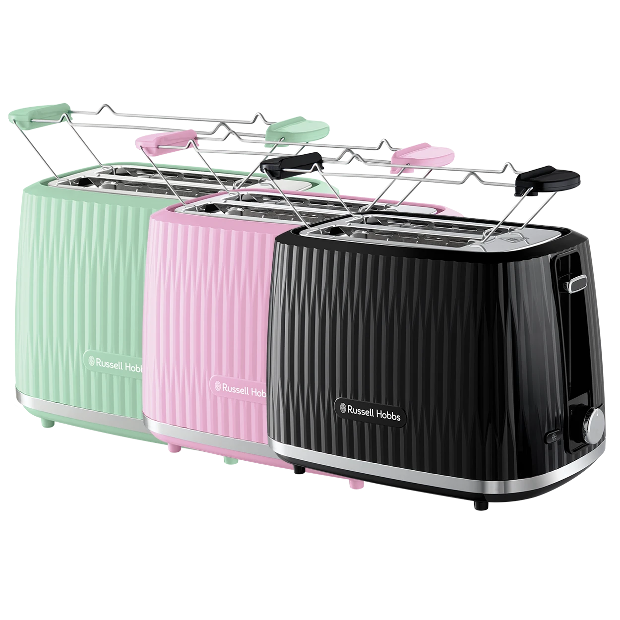 russellhobbs Russellhobbs Russell Hobbs Eden Toaster Power Textured Design 6 Variable Browning Settings High Lift Function Frozen Reheat And Cancel Functions Integrated Bun Warmer And Crumb Tray 800W black power: 800w