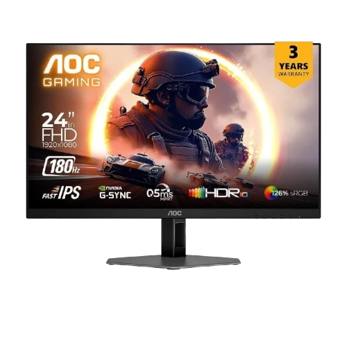 AOC Gaming Monitor 24G4E - 23.8  Inch- FHD - IPS Panel - 180Hz 1ms - HDR10 - Black (6973985231858) - image 1
