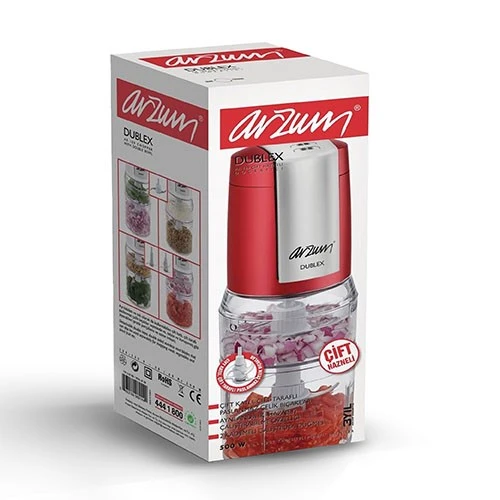 وردکەری ئارزوم مۆدێلی Dulex AR189R - بەهێزی 500 وات - دەفری دووانە - تێغی ستیل - سوور (8693184969120) - image 5