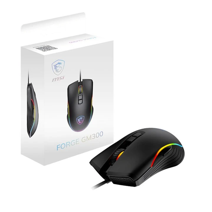 MSI Forge GM300 Gaming Mouse - 7200 DPI - Wired - Symmetrical Design - Black (824142348635) - image 5