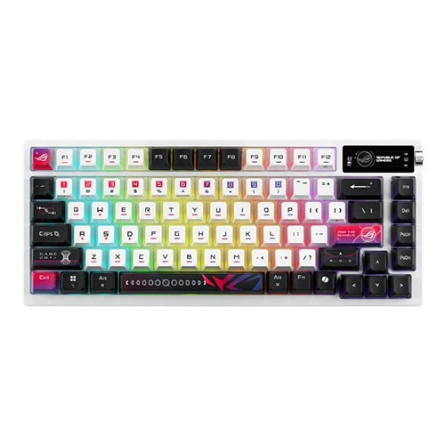 ئاسوس رۆگ ئازۆس NXSWV2 X کیبۆردی میکانیکی بێوایەری یاری PBT PN-90MP044F-BKCA30 - قەبارەی 75% - سویچی رۆگ NX سنۆ - سێ جۆر پەیوەندی - شاشەی ئۆلێدی ڕەنگاوڕەنگی دەستلێدان - سپی (197105952195) - image 5 ئاسوس رۆگ ئازۆس NXSWV2 X کیبۆردی میکانیکی بێوایەری یاری PBT PN-90MP044F-BKCA30 - قەبارەی 75% - سویچی رۆگ NX سنۆ - سێ جۆر پەیوەندی - شاشەی ئۆلێدی ڕەنگاوڕەنگی دەستلێدان - سپی (197105952195) - image 5