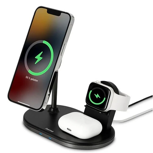 Hama MagCharge Multi-Charging Station 187272 - Wireless Fast Charging 15W - 3-in-1 Wireless -Magnetic Alignment - Safety Features - Black (4047443468499) - image 5 Hama MagCharge Multi-Charging Station 187272 - Wireless Fast Charging 15W - 3-in-1 Wireless -Magnetic Alignment - Safety Features - Black (4047443468499) - image 5