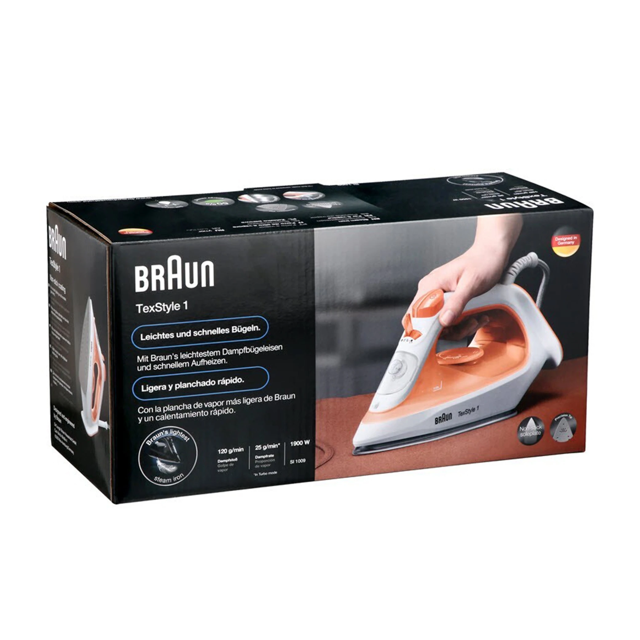 Braun Steam Iron SI1009OR 1900W Regional Edition (T-KACN) Designed for The Middle East and GCC Markets Non-Stick Soleplate - 35-Second Rapid Heat-Up - Eco Mode - Orange (8021098001160) - image 4