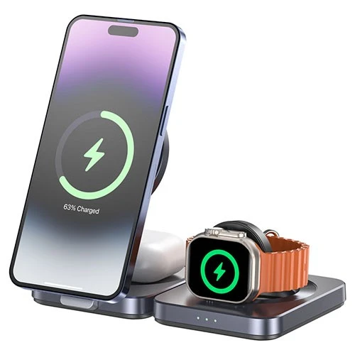 Unitek Qi2 Foldable 3-in-1 Charging Station P1300A - 15W - Magnetic Wireless - Grey (4894160055514) - image 5 Unitek Qi2 Foldable 3-in-1 Charging Station P1300A - 15W - Magnetic Wireless - Grey (4894160055514) - image 5