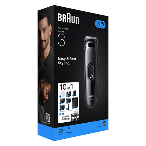 Braun 10-in-1 All-in-One Series 3 AIO3560 - Trims, Styles, and Clips Beard, Hair, and Body with Ultra Sharp Blade - Black (8700216429511) - image 7