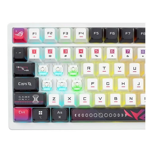 ئاسوس رۆگ ئازۆس NXSWV2 X کیبۆردی میکانیکی بێوایەری یاری PBT PN-90MP044F-BKCA30 - قەبارەی 75% - سویچی رۆگ NX سنۆ - سێ جۆر پەیوەندی - شاشەی ئۆلێدی ڕەنگاوڕەنگی دەستلێدان - سپی (197105952195) - image 8 ئاسوس رۆگ ئازۆس NXSWV2 X کیبۆردی میکانیکی بێوایەری یاری PBT PN-90MP044F-BKCA30 - قەبارەی 75% - سویچی رۆگ NX سنۆ - سێ جۆر پەیوەندی - شاشەی ئۆلێدی ڕەنگاوڕەنگی دەستلێدان - سپی (197105952195) - image 8