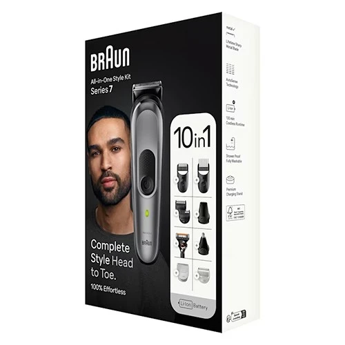 Braun 10-in-1 Style Kit Series 7 MGK7420 - Trims, Styles, and Clips Beard, Body, and Hair with Ultra-Sharp Metal Blade - Grey (4210201447276) - image 5