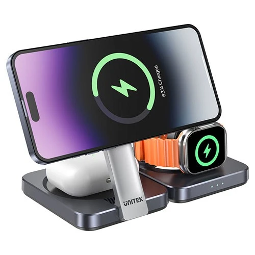 Unitek Qi2 Foldable 3-in-1 Charging Station P1300A - 15W - Magnetic Wireless - Grey (4894160055514) - image 6 Unitek Qi2 Foldable 3-in-1 Charging Station P1300A - 15W - Magnetic Wireless - Grey (4894160055514) - image 6