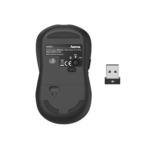 Hama MW-650 Optical Mouse - 2400 DPI - Wireless - Multi-Device Connection - Black (4047443458506) - image 3 Hama MW-650 Optical Mouse - 2400 DPI - Wireless - Multi-Device Connection - Black (4047443458506) - image 3