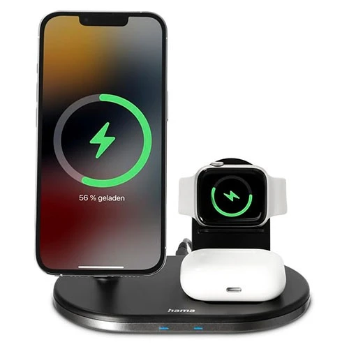 Hama MagCharge Multi-Charging Station 187272 - Wireless Fast Charging 15W - 3-in-1 Wireless -Magnetic Alignment - Safety Features - Black (4047443468499) - image 2 Hama MagCharge Multi-Charging Station 187272 - Wireless Fast Charging 15W - 3-in-1 Wireless -Magnetic Alignment - Safety Features - Black (4047443468499) - image 2