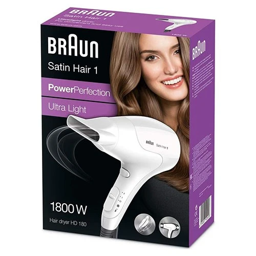 Braun Satin Hair PowerPerfection Hair Dryer HD180 - 1800W - Infrared Heating System - 3 Heat and 2 Airflow Settings - Lightweight Ergonomic Design - White (4210201122418) - image 5