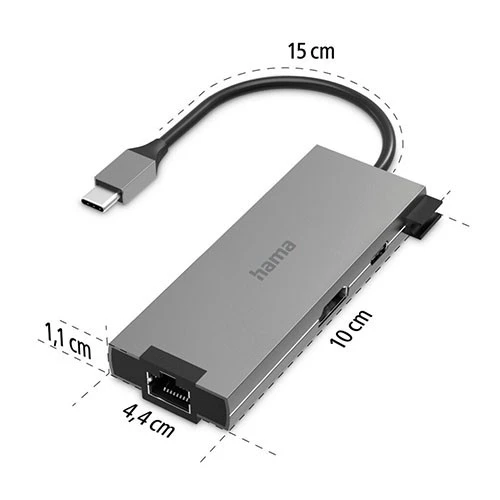 Hama USB-C Hub 200109  Multiport 5in1 Ports - 4K HDMI Output - Gigabit Ethernet - Fast Data Transfer - Grey (4047443436818) - image 6