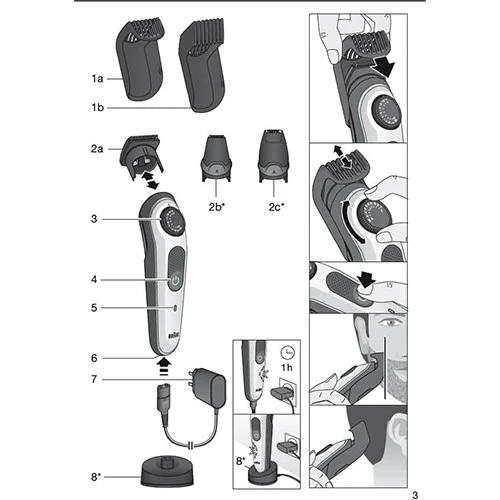 Braun Beard Trimmer 7 Series BT7240 - Trims, Edges, and Clips Short to Long Beards and Hair with Lifetime Sharp Metal Blades - Grey (4210201281245) - image 6 Braun Beard Trimmer 7 Series BT7240 - Trims, Edges, and Clips Short to Long Beards and Hair with Lifetime Sharp Metal Blades - Grey (4210201281245) - image 6