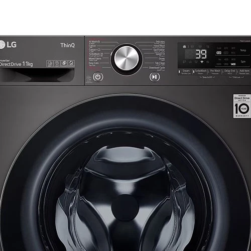 LG Front Load Washing Machine WR9011PBG - 11 Kg and 1400 RPM Spin Speed - AI DD and Steam+ - 14 Smart Programs - Child Lock - Platinum Black (6222048405973) - image 4