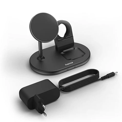 Hama MagCharge Multi-Charging Station 187272 - Wireless Fast Charging 15W - 3-in-1 Wireless -Magnetic Alignment - Safety Features - Black (4047443468499) - image 3 Hama MagCharge Multi-Charging Station 187272 - Wireless Fast Charging 15W - 3-in-1 Wireless -Magnetic Alignment - Safety Features - Black (4047443468499) - image 3