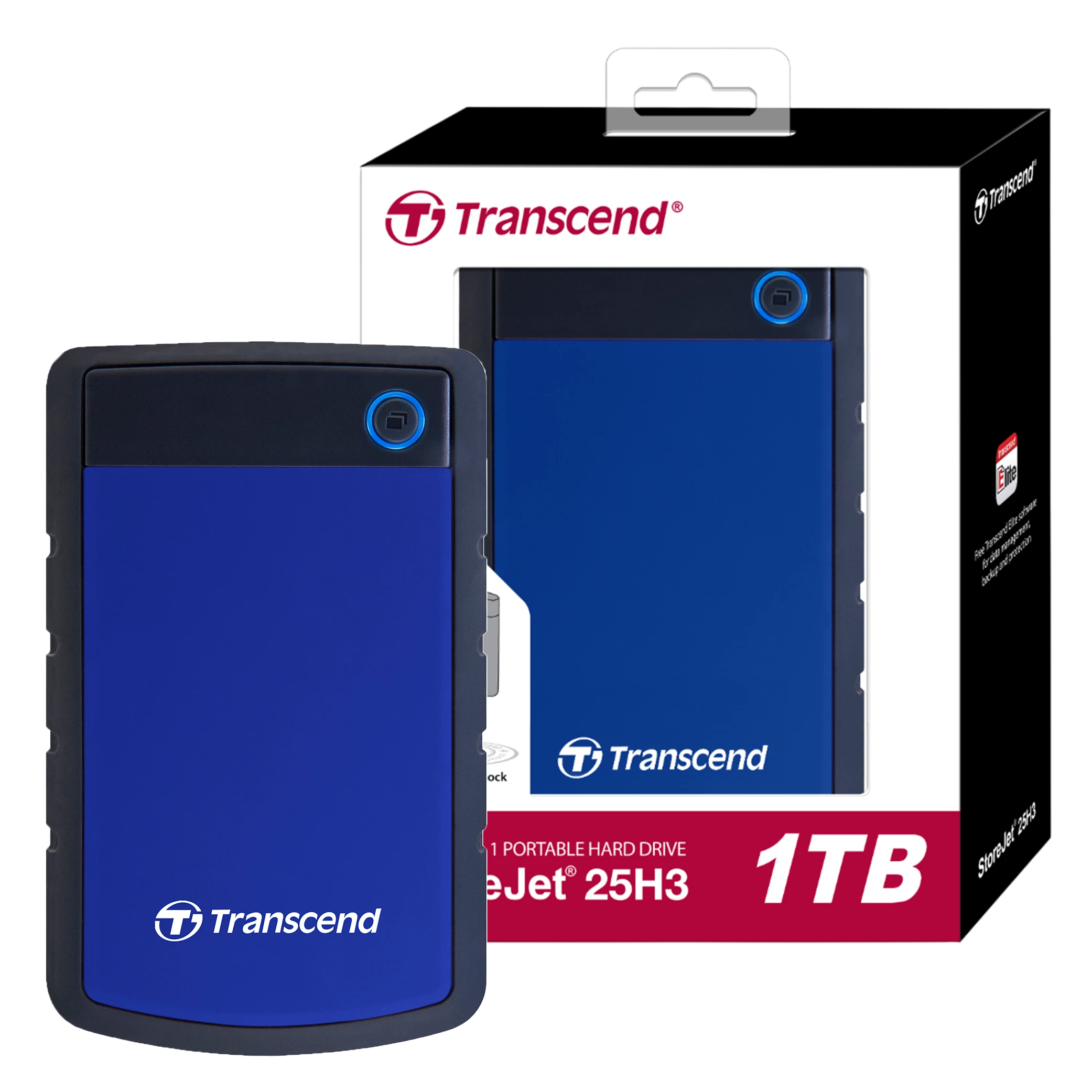 Transcend StoreJet 25H3 External Hard Drive - 1TB - USB 3.1 Gen 1