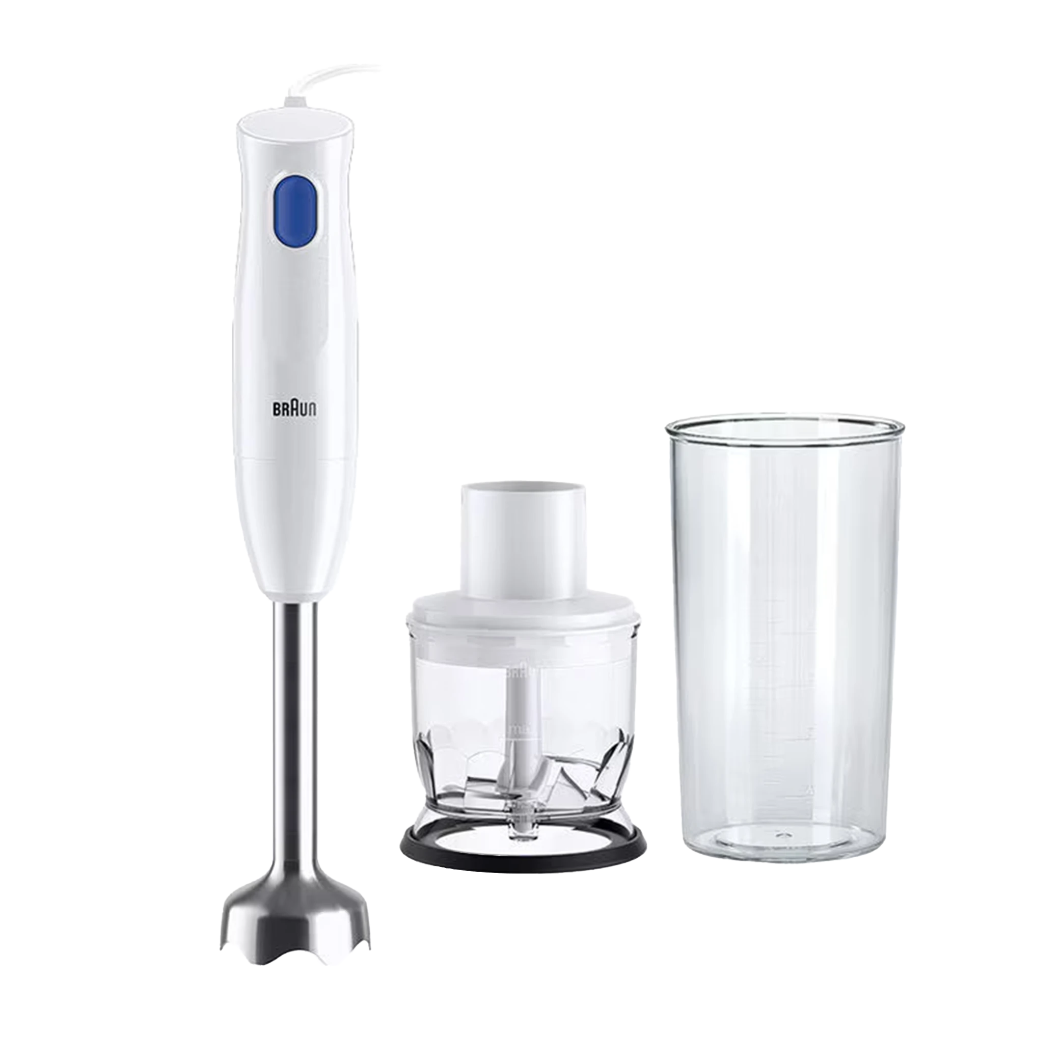 Braun Hand  Blender MQ10.201M Minipimer 2 IN 1 -  450W -  0.35 L Chopper and 600ml Plastic Beaker - White (8021098002327) - image 1