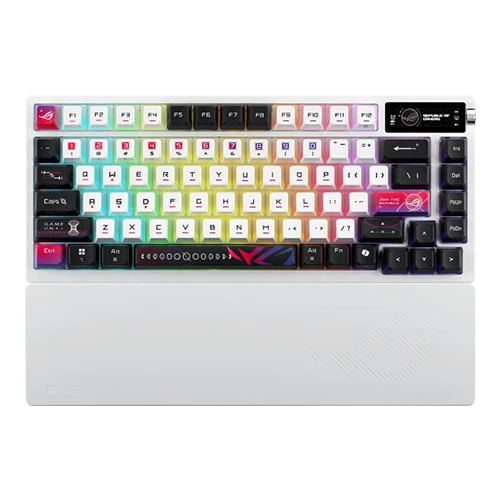ئاسوس رۆگ ئازۆس NXSWV2 X کیبۆردی میکانیکی بێوایەری یاری PBT PN-90MP044F-BKCA30 - قەبارەی 75% - سویچی رۆگ NX سنۆ - سێ جۆر پەیوەندی - شاشەی ئۆلێدی ڕەنگاوڕەنگی دەستلێدان - سپی (197105952195) - image 1 ئاسوس رۆگ ئازۆس NXSWV2 X کیبۆردی میکانیکی بێوایەری یاری PBT PN-90MP044F-BKCA30 - قەبارەی 75% - سویچی رۆگ NX سنۆ - سێ جۆر پەیوەندی - شاشەی ئۆلێدی ڕەنگاوڕەنگی دەستلێدان - سپی (197105952195) - image 1