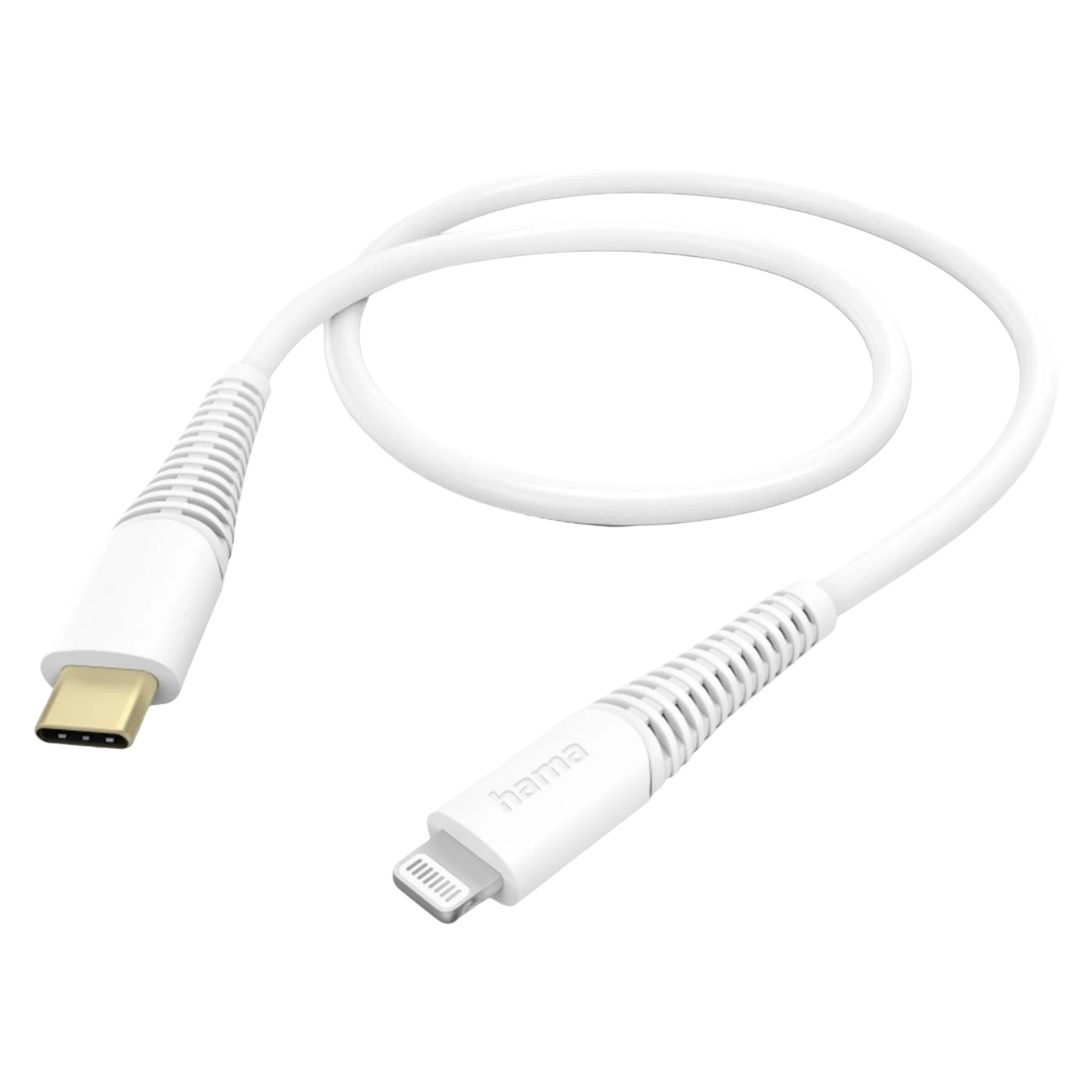 Hama Charging Cable 201603 - USB-C to Lightning - 1.5m - Fast Charging -High-Speed Data Transfer - Tangle-Free Design - White (4047443486035) - image 1