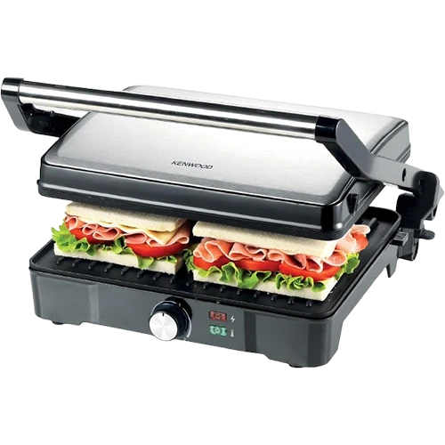 Kenwood Contact Grill HGM31.000SI - 2000W - 3 Adjustable Grilling Positions - Non-Stick Plates - Silver (5011423004631) - image 1