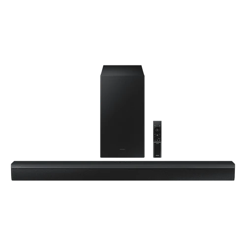 Samsung Soundbar HW-B450 - 2.1ch System - Wireless Subwoofer - Adaptive Sound Lite - Game Mode - Bass Boost - Black (8806094214109) - image 1 Samsung Soundbar HW-B450 - 2.1ch System - Wireless Subwoofer - Adaptive Sound Lite - Game Mode - Bass Boost - Black (8806094214109) - image 1